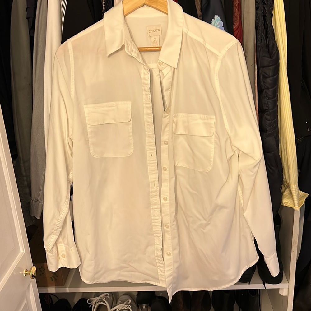 Chico’s Button Down White Shirt Size 2